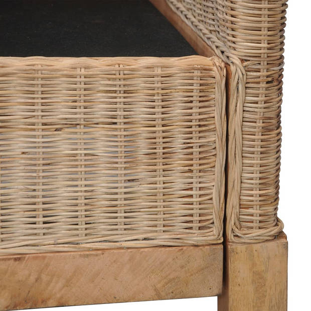 The Living Store Rattan Fauteuil - Naturel - 72 x 78 x 74 cm - inclusief kussens