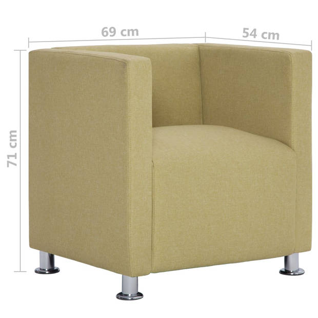 The Living Store Kubus Fauteuil - Groen Polyester - 69x54x71 cm - Ergonomisch Design