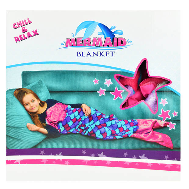 Toi-Toys fleece-deken Mermaid meisjes 138 x 52 cm roze/paars