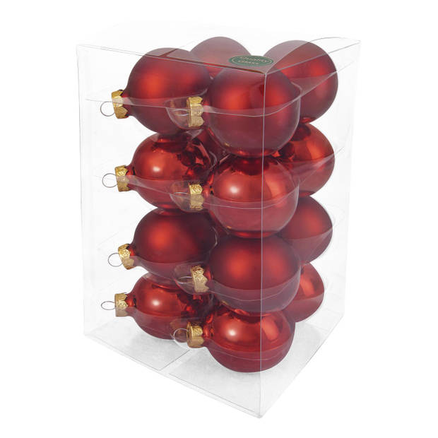 Decosy Glas Kerstballen (8cm) Box 16 Stuks Red Combi