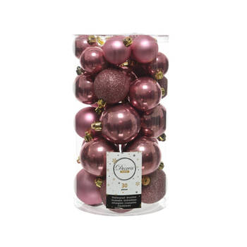 Kerstballen Mix 34 st. - Velours Roze