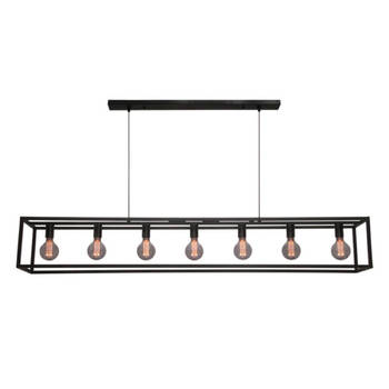 Freelight Hanglamp Esteso 7 lichts L 168 cm B 25 cm zwart