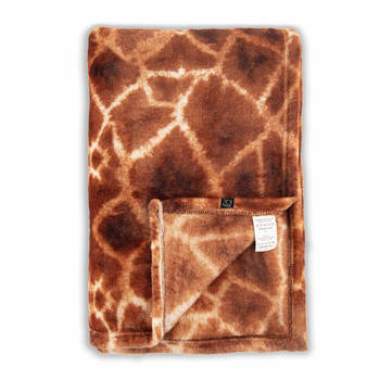 Zo Home Flanel Fleece Plaid Giraffe - orange - 140x200