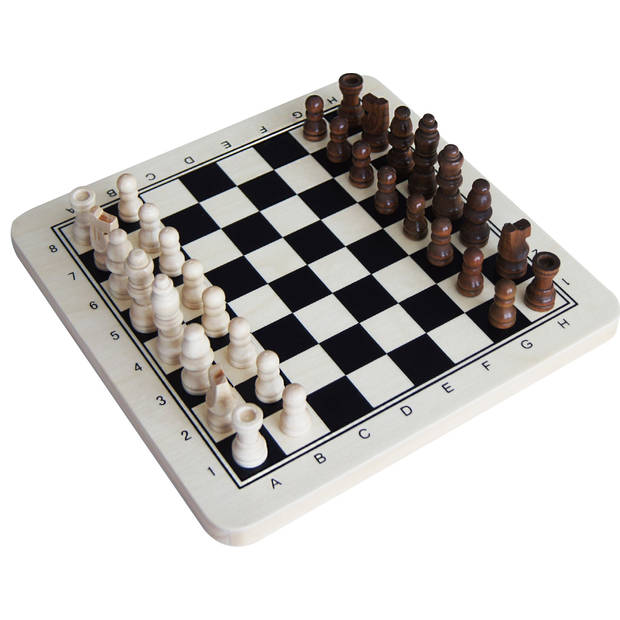 Tender Toys schaakbord 29 x 29 cm hout zwart/wit/bruin