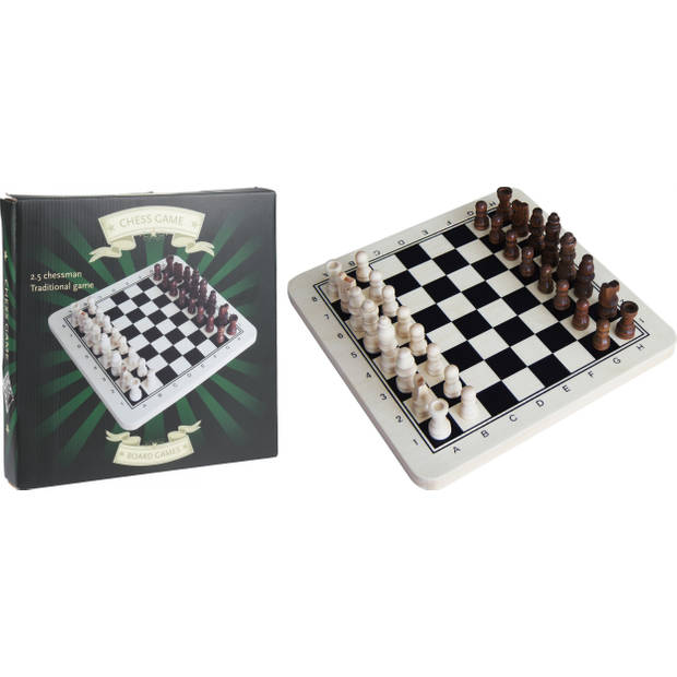Tender Toys schaakbord 29 x 29 cm hout zwart/wit/bruin