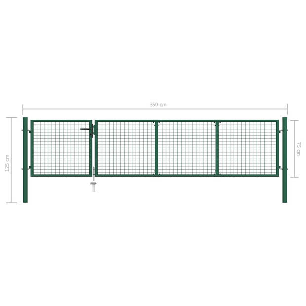 The Living Store Tuinpoort Groen - 350 x 125 cm - Staal Robuust en veilig incl - slot