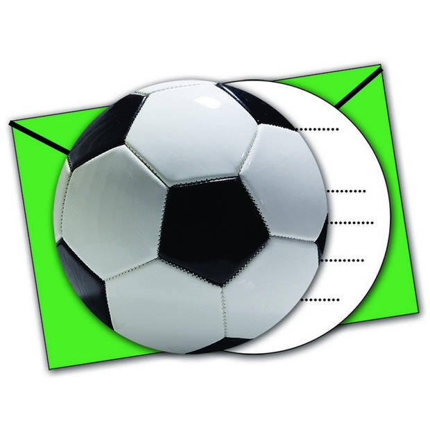 Procos uitnodigingen voetbal 16 cm 6 stuks groen