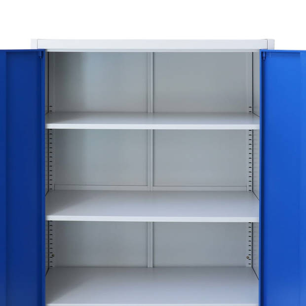 The Living Store Kantoorkast 90x40x140 cm metaal grijs en blauw - Kast
