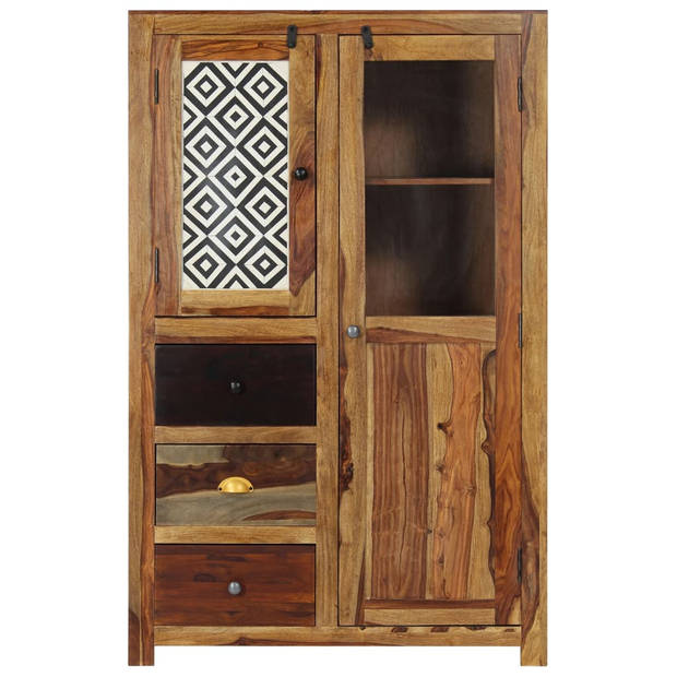 The Living Store Sheeshamhouten Kast - 95 x 48 x 150 cm - Massief - 3 Lades - 2 Deuren