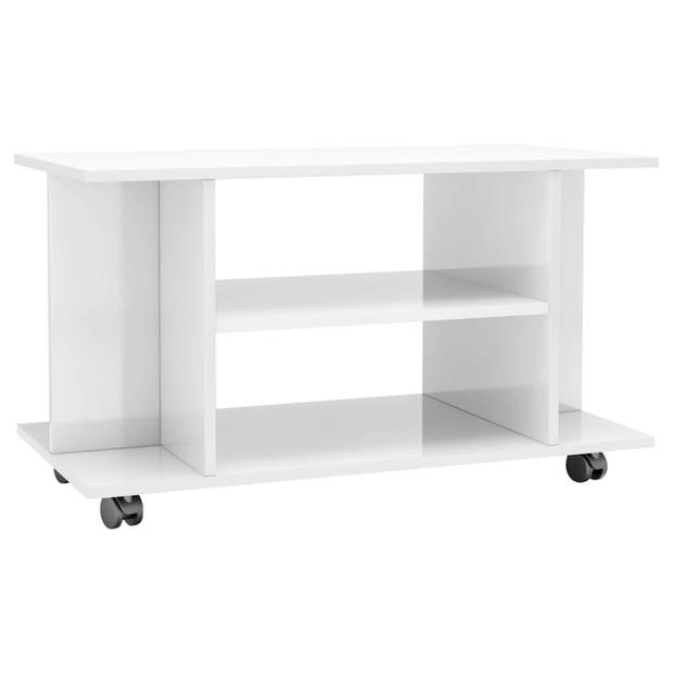 vidaXL Tv-meubel met wieltjes 80x40x45 cm bewerkt hout hoogglans wit