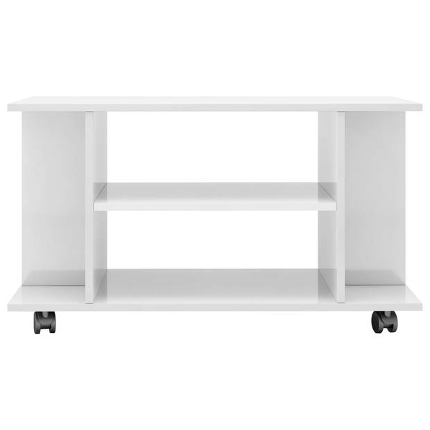 vidaXL Tv-meubel met wieltjes 80x40x40 cm spaanplaat hoogglans wit