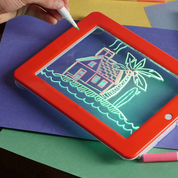 Mediashop Magic Pad - tekentablet - 6 dubbele neonstiften in 6 kleuren - 30 kleursjablonen
