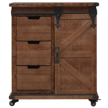 The Living Store Opbergkast Vintage - 64 x 33.5 x 75 cm - Bruin Massief Vurenhout