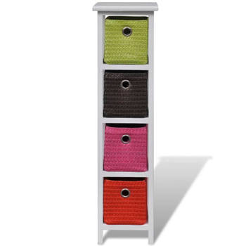 The Living Store Opbergrek - Houten Meubel - 20 x 20 x 80 cm - Met 4 Weefmanden