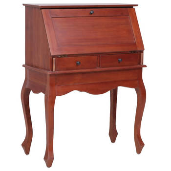 The Living Store Secretaire Vintage Stijl - Mahoniehout - 78x42x103 cm - Met 9 lades - 2 vakken - schrijfblad