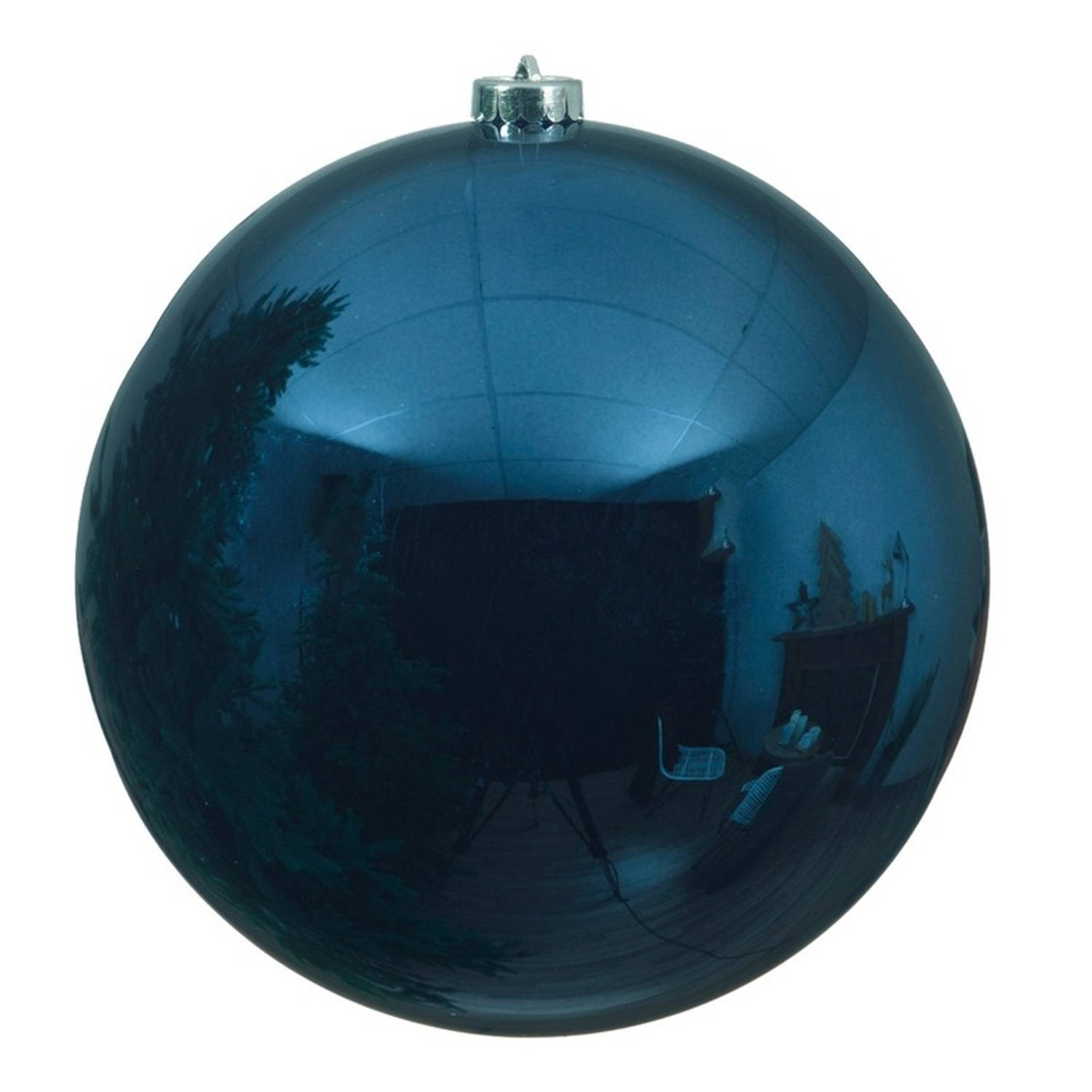 Grote raam/deur/kerstboom decoratie donkerblauwe kerstballen 20 cm glans - Kerstbal