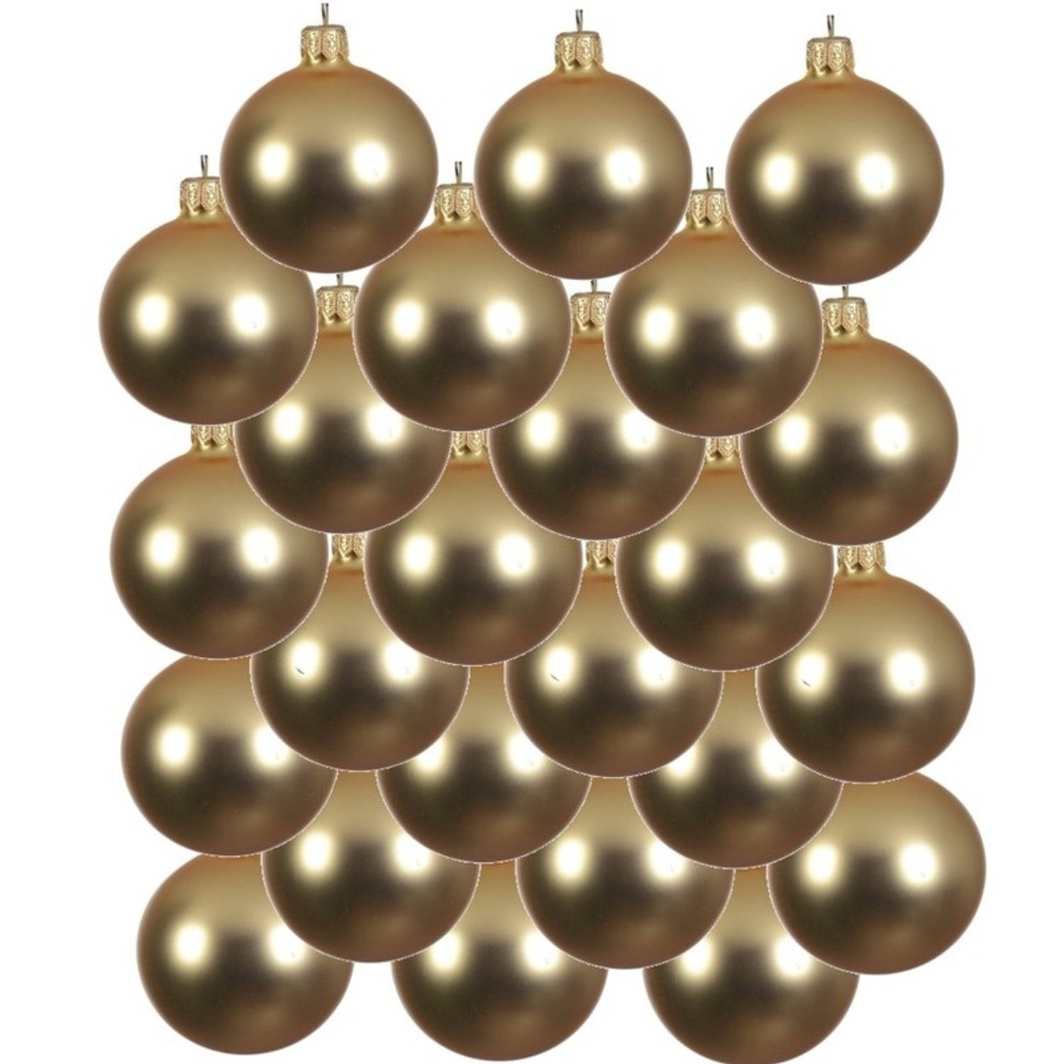 24x Gouden glazen kerstballen 6 cm Mat-matte Kerstboomversiering goud