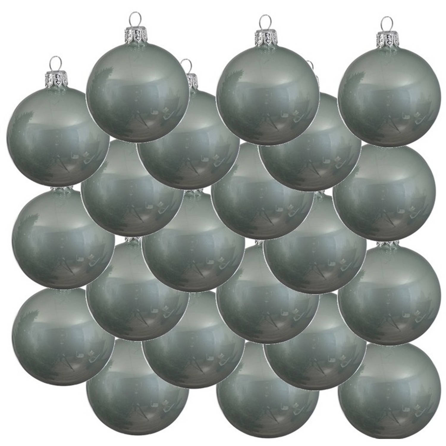 18x Glazen kerstballen glans mintgroen 8 cm kerstboom versiering/decoratie - Kerstbal