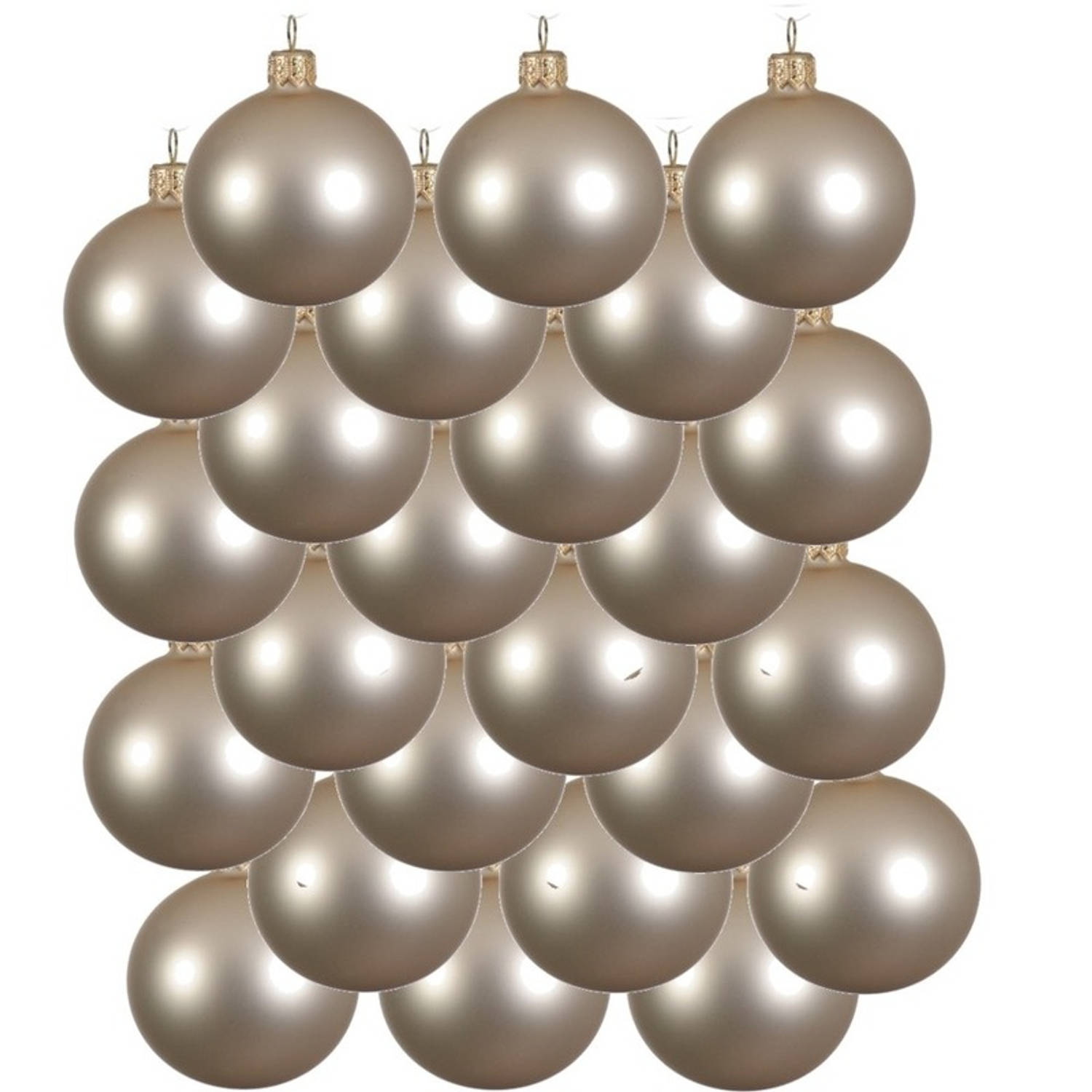 24x Glazen kerstballen mat licht parel/champagne 6 cm kerstboom versiering/decoratie - Kerstbal
