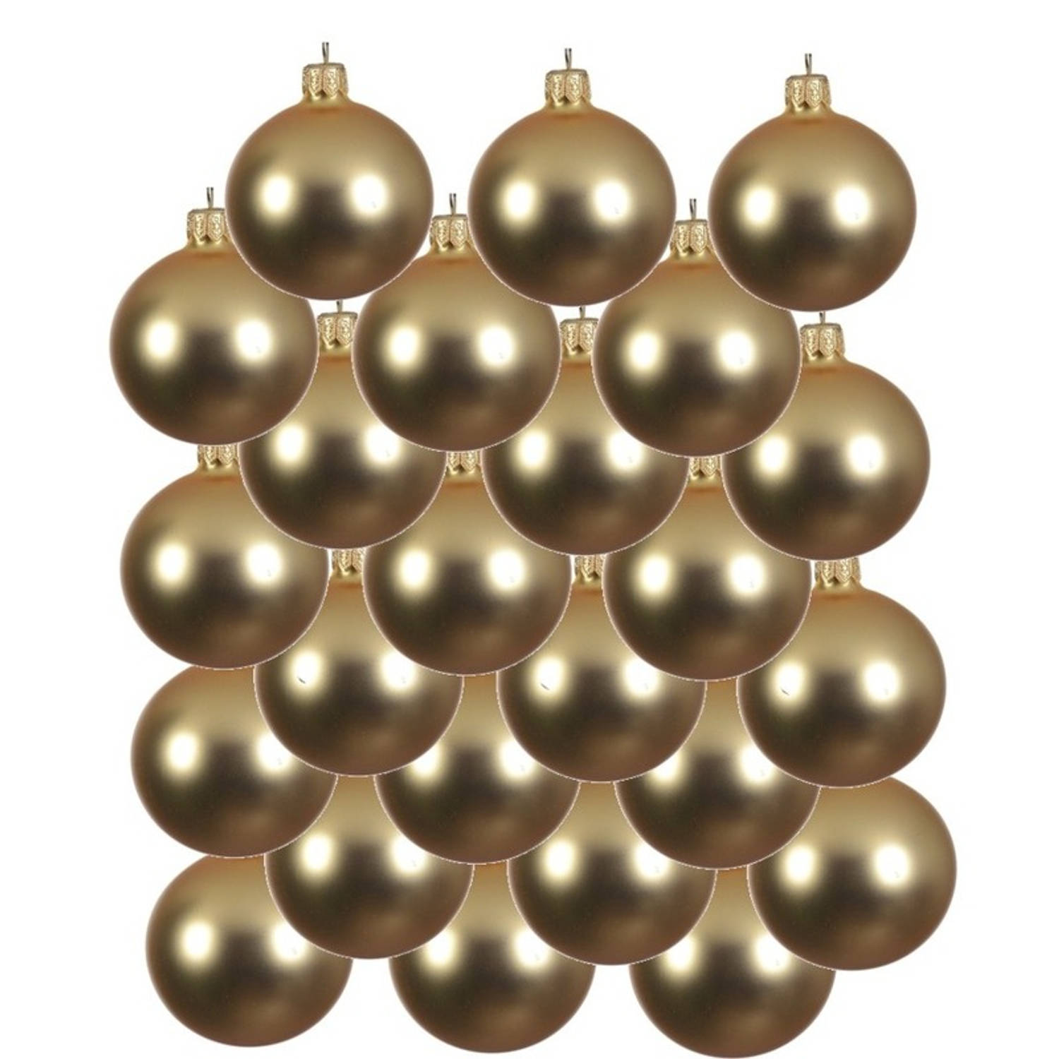 24x Gouden glazen kerstballen 8 cm Mat-matte Kerstboomversiering goud