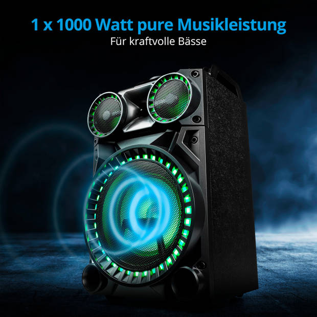 MEDION LIFE X64030 Bluetooth party-speaker met drumpads microfoon LED-verlichtingseffecten krachtige bas