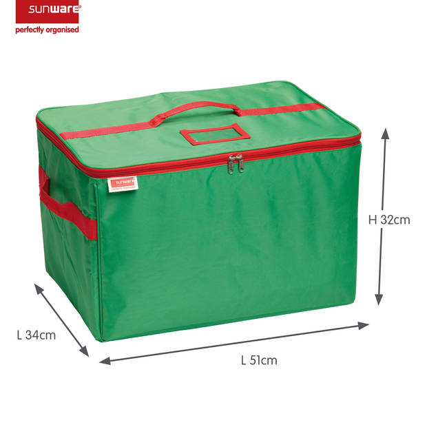 Sunware - kersttas met trays voor 72 ballen groen rood - 51 x 34 x 32 cm