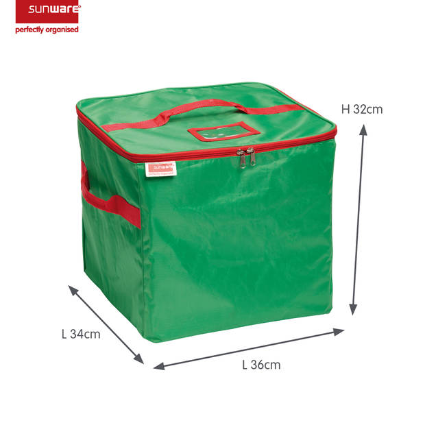 Kersttas voor kerstversiering - met inzet voor 48 kerstballen - groen/rood