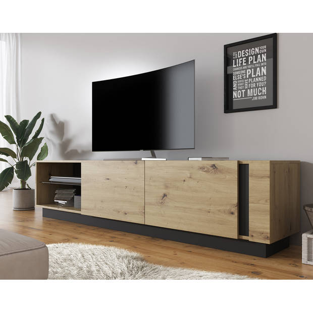 Meubella TV-Meubel Ashley - Eiken - Grijs - 187 cm