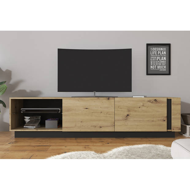 Meubella TV-Meubel Ashley - Eiken - Grijs - 187 cm