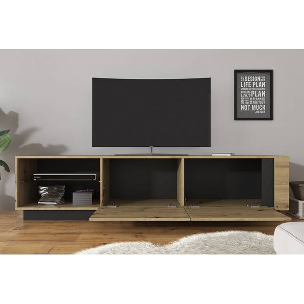 Meubella TV-Meubel Ashley - Eiken - Grijs - 187 cm