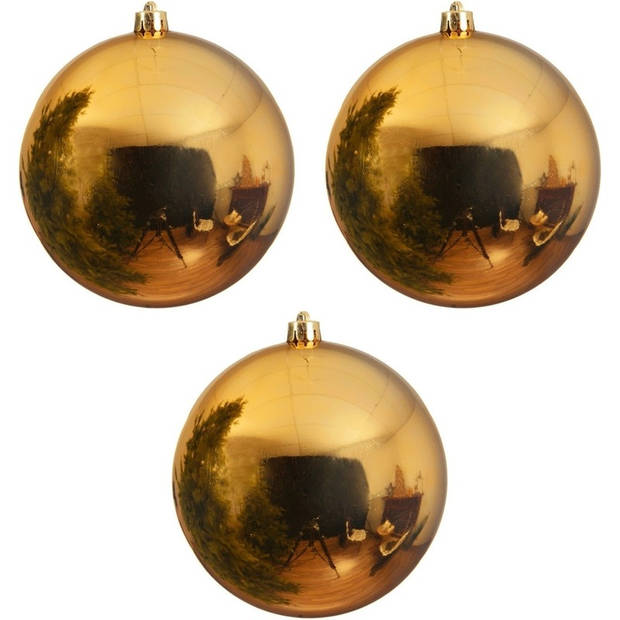 3x Grote raam/deur/kerstboom decoratie gouden kerstballen 14 cm glans - Kerstbal
