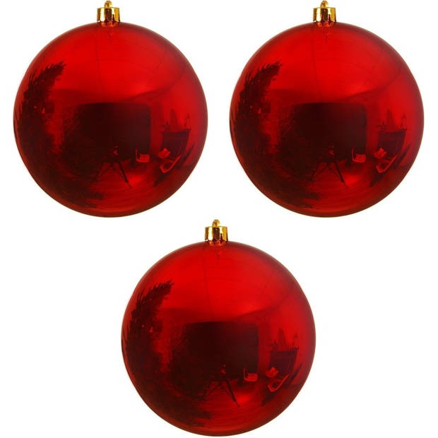 3x Grote raam/deur/kerstboom decoratie rode kerstballen 20 cm glans - Kerstbal