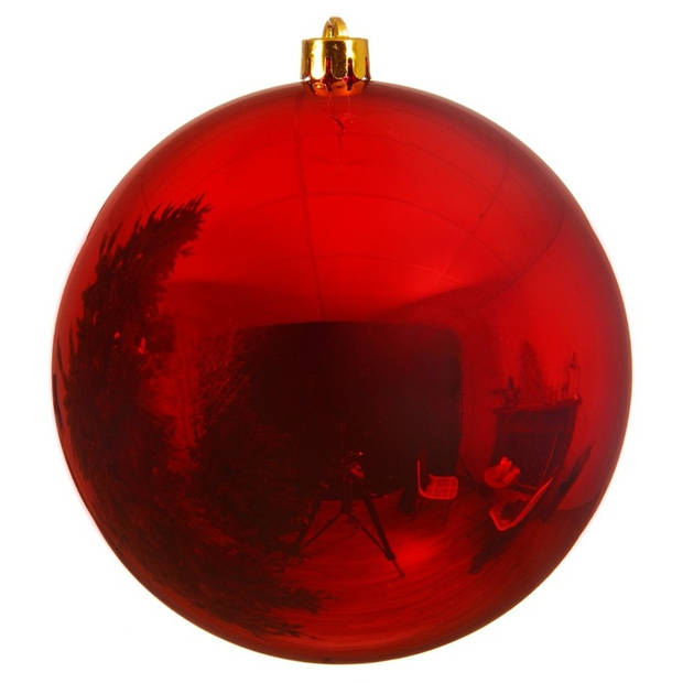 Grote decoratie kerstballen - 2x st - 20 cm - champagne en rood - kunststof - Kerstbal