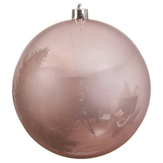 2x stuks grote kerstballen van 20 cm glans van kunststof roze en zilver - Kerstbal