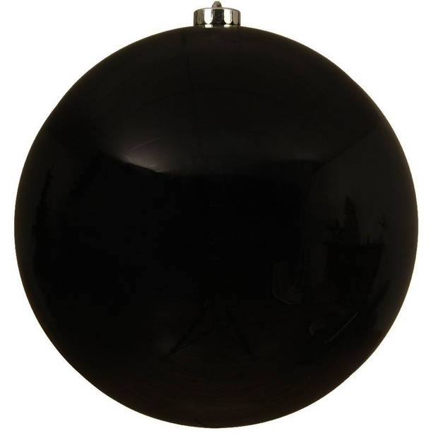 2x stuks grote kerstballen van 20 cm glans van kunststof goud en zwart - Kerstbal