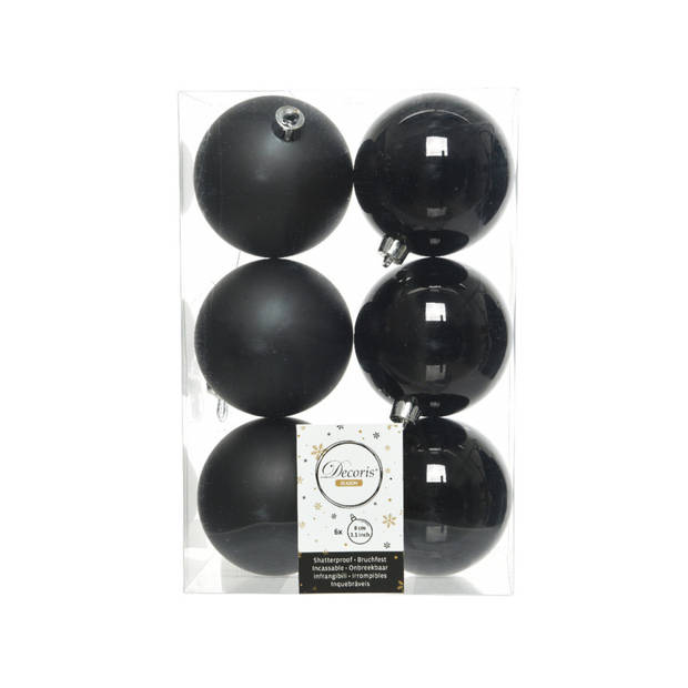 24x stuks kunststof kerstballen zwart en lichtroze 8 cm - Kerstbal