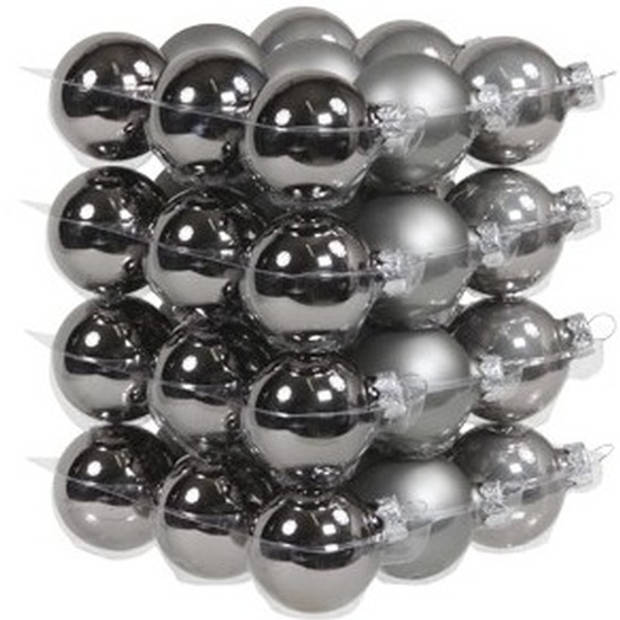 72x stuks glazen kerstballen titanium grijs 4 en 6 cm mat/glans - Kerstbal