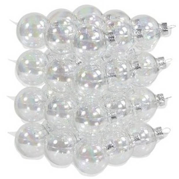 36x Transparante parelmoer glazen kerstballen 4 cm mat/glans Kerstbal