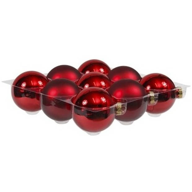 Othmar Decorations Kerstballen - groot formaat - 9x st - rood - D10 cm - Kerstbal