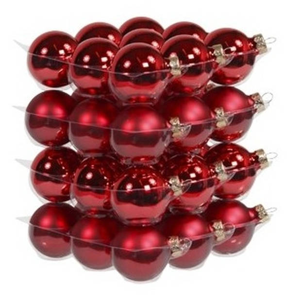 Othmar Decorations kerstballen - 66x st - rood - glas - 4 en 6 cm - Kerstbal