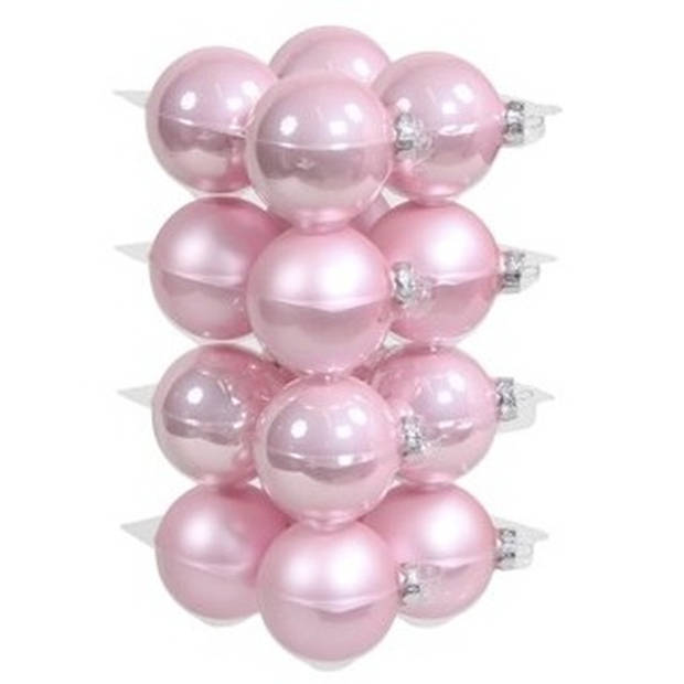 60x stuks roze glazen kerstballen 6, 8 en 10 cm mat/glans - Kerstbal