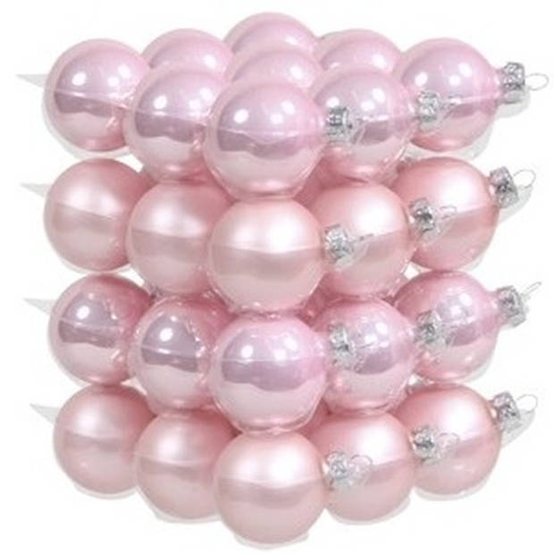 72x stuks roze glazen kerstballen 4 en 6 cm mat/glans - Kerstbal
