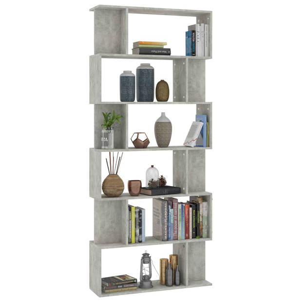 The Living Store Boekenkast - Betongrijs - 80 x 24 x 192 cm - 6 grote vakken en 12 kleine vakken