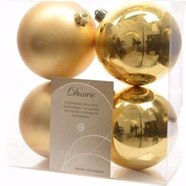 Ambiance Christmas kerstboom decoratie kerstballen 10 cm goud 4 stuks - Kerstbal