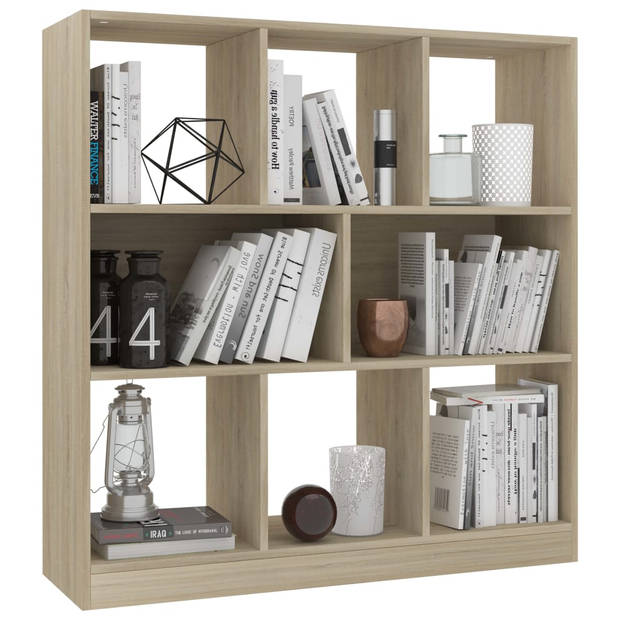 The Living Store Boekenkast - Sonoma Eiken - 97.5 x 29.5 x 100 cm - 8 grote vakken