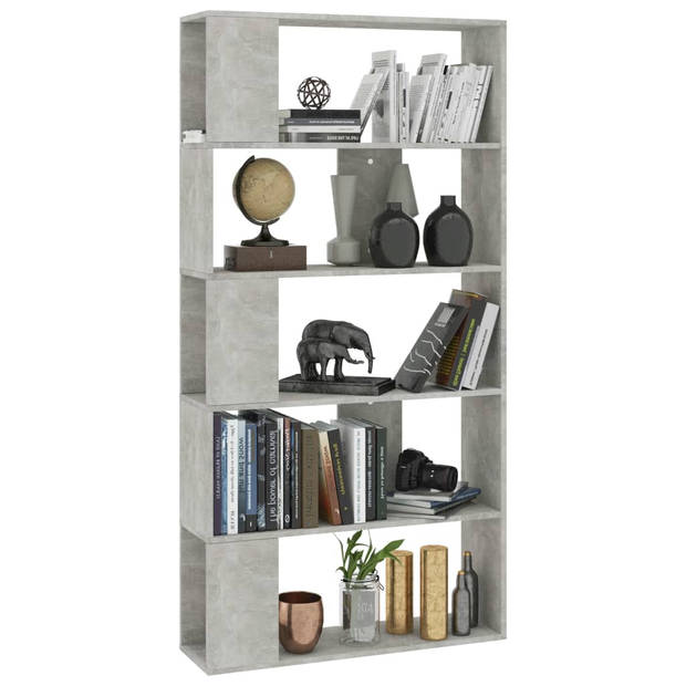 The Living Store Boekenkast - Bewerkt Hout - 80 x 24 x 159 cm - Betongrijs