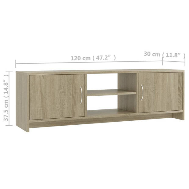 vidaXL Tv-meubel 120x30x37,5 cm bewerkt hout sonoma eikenkleurig