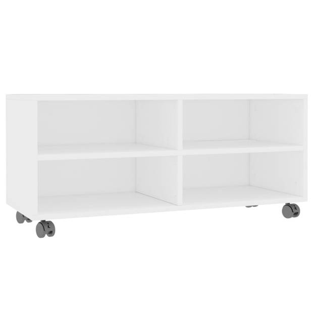 vidaXL Tv-meubel met wieltjes 90x35x35 cm bewerkt hout wit