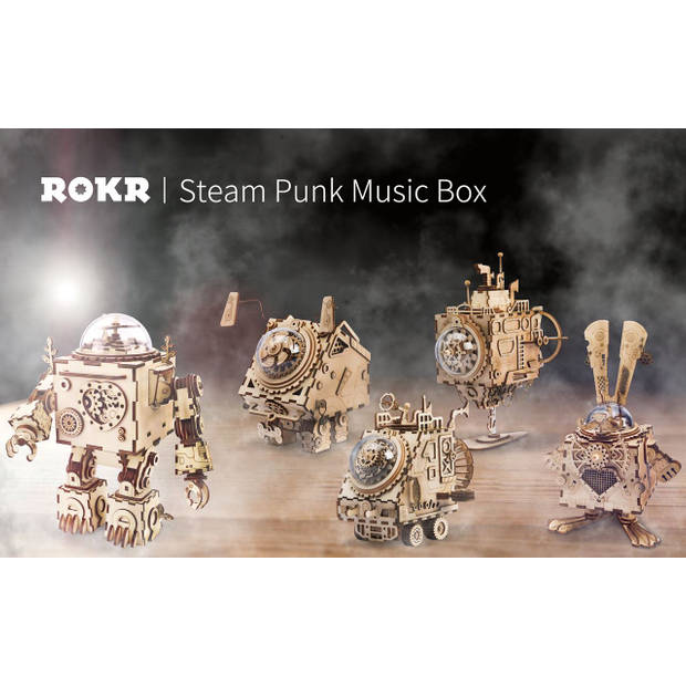 Robotime Bunny AM481 - Houten modelbouw - Muziekdoos - Steampunk - DIY