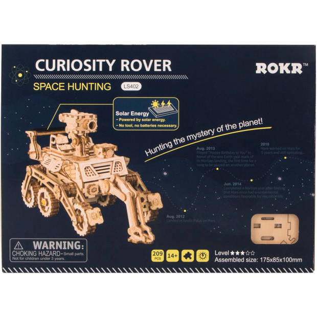 Robotime Curiosity Rover met zonnecel LS402 - Houten modelbouw - DIY
